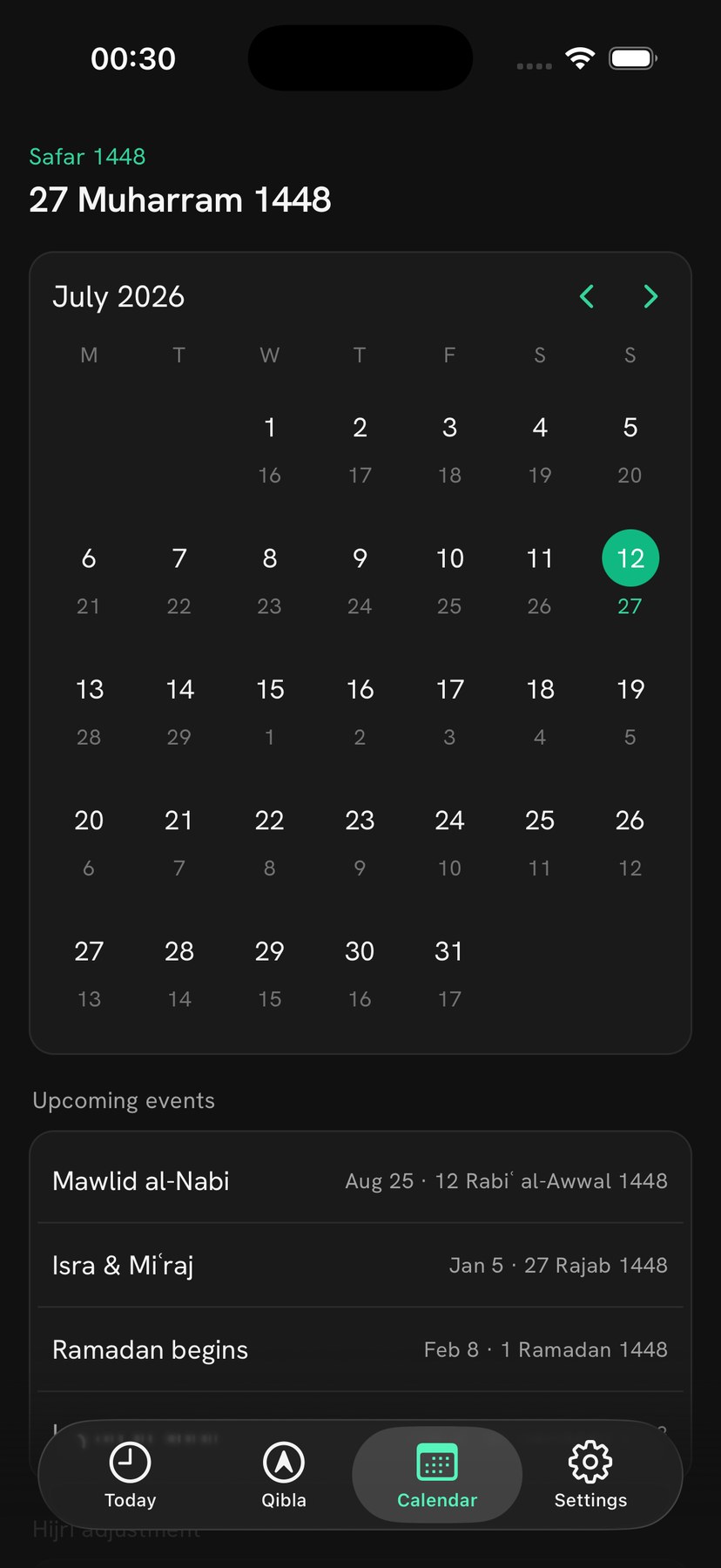 Mishkat Hijri calendar